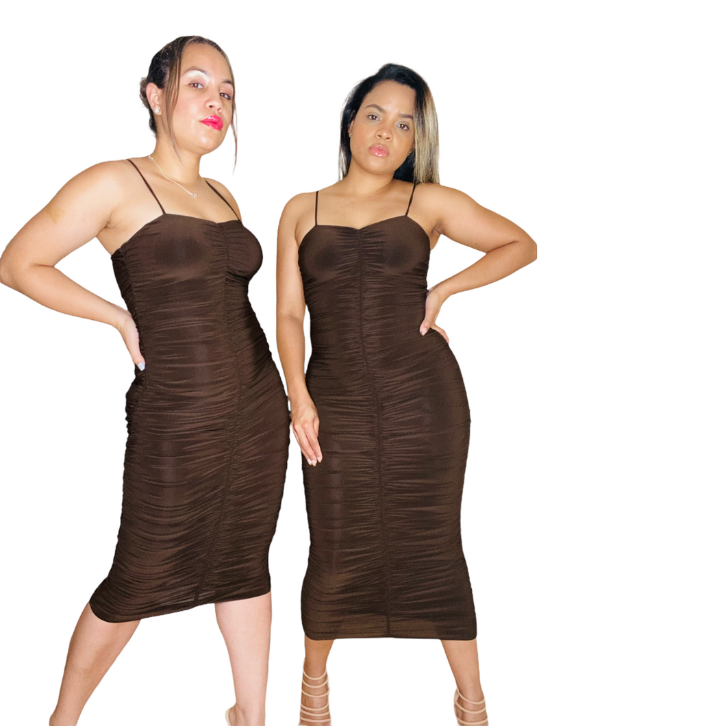 AIRALIS MIDI DRESS- BROWN